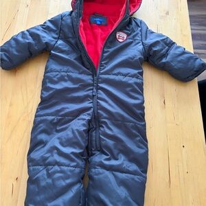Kids Gray Snowsuit with Red Lining